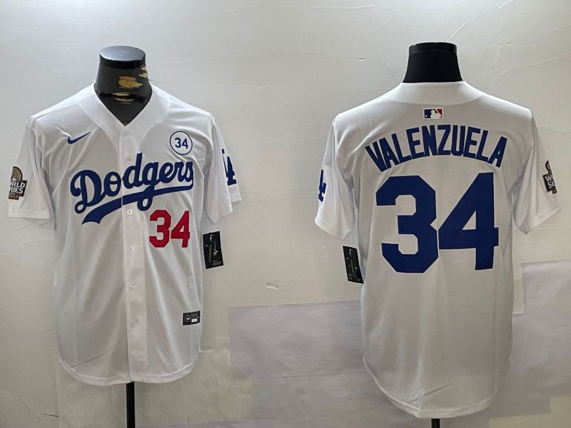 Men Los Angeles Dodgers 34 Valenzuela White Game 2024 Nike MLB Jersey style 112011